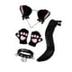 thumbnail image 4 of Conjunto de guantes y collar con orejas y cola de zorro para fiestas temáticas de animales, cumpleaños y carnaval. Negro, 4 of 9