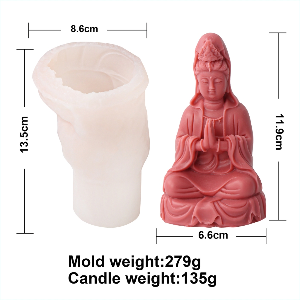 Geemin 3D Buddha Scented Candle Mold Silicone Mold for Candle Making Resin Epoxy Mould