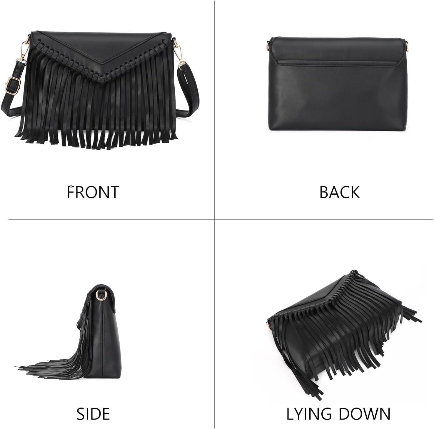 Tassel Crossbody Purse for Women PU Leather Western Hobo Fringe Handbag Shoulder Bag