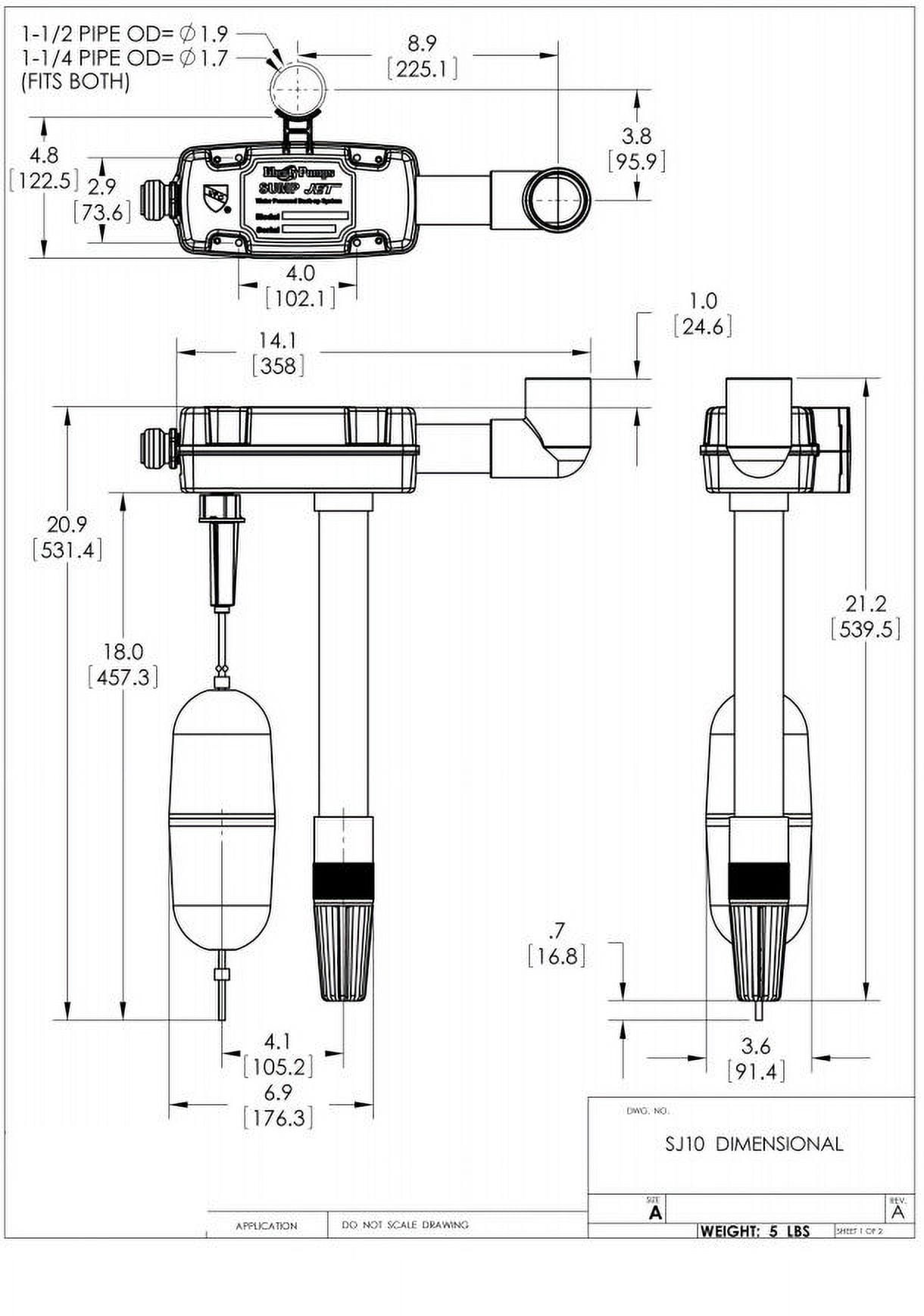 Liberty Pumps SJ10, Water Powered Back-Up Plumbing Pump
