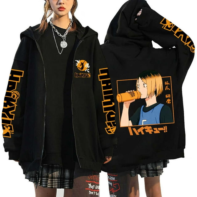 Anime Hoodie Zip Up Jacket Karasuno Plus Size Sweatshirt Harajuku Unisex