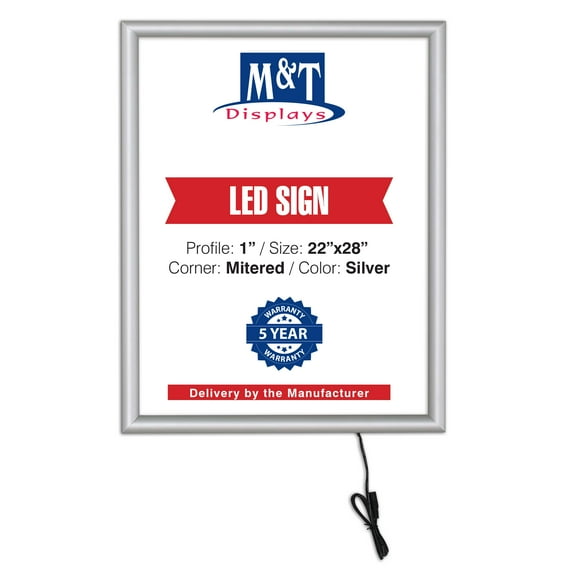 M&T Displays Best Buy Ledbox LED Backlit Poster Frame 22x28 Silver Aluminum Photo Sign Holder