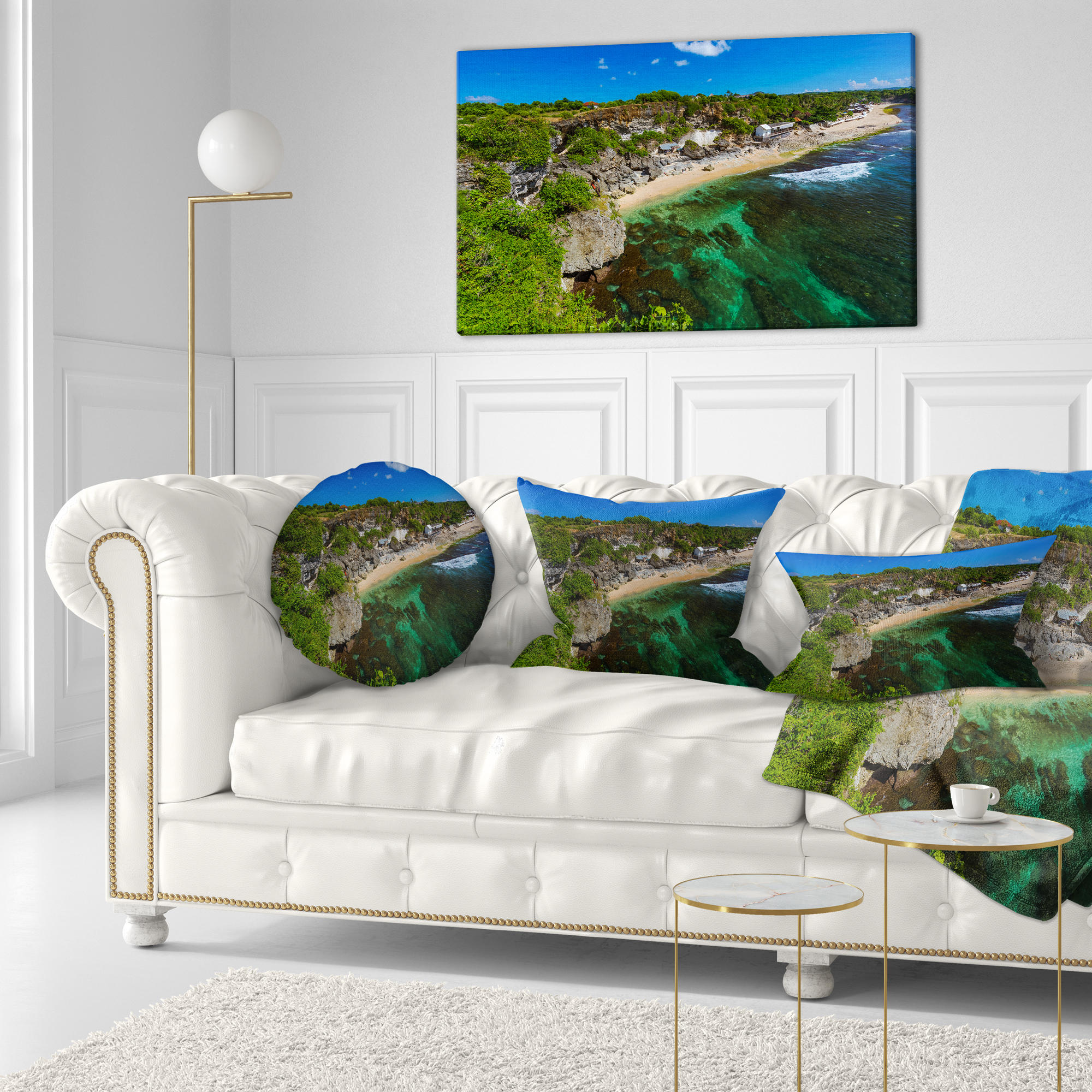 Designart Balangan Beach Bali Indonesia - Seascape Throw Pillow - 12x20