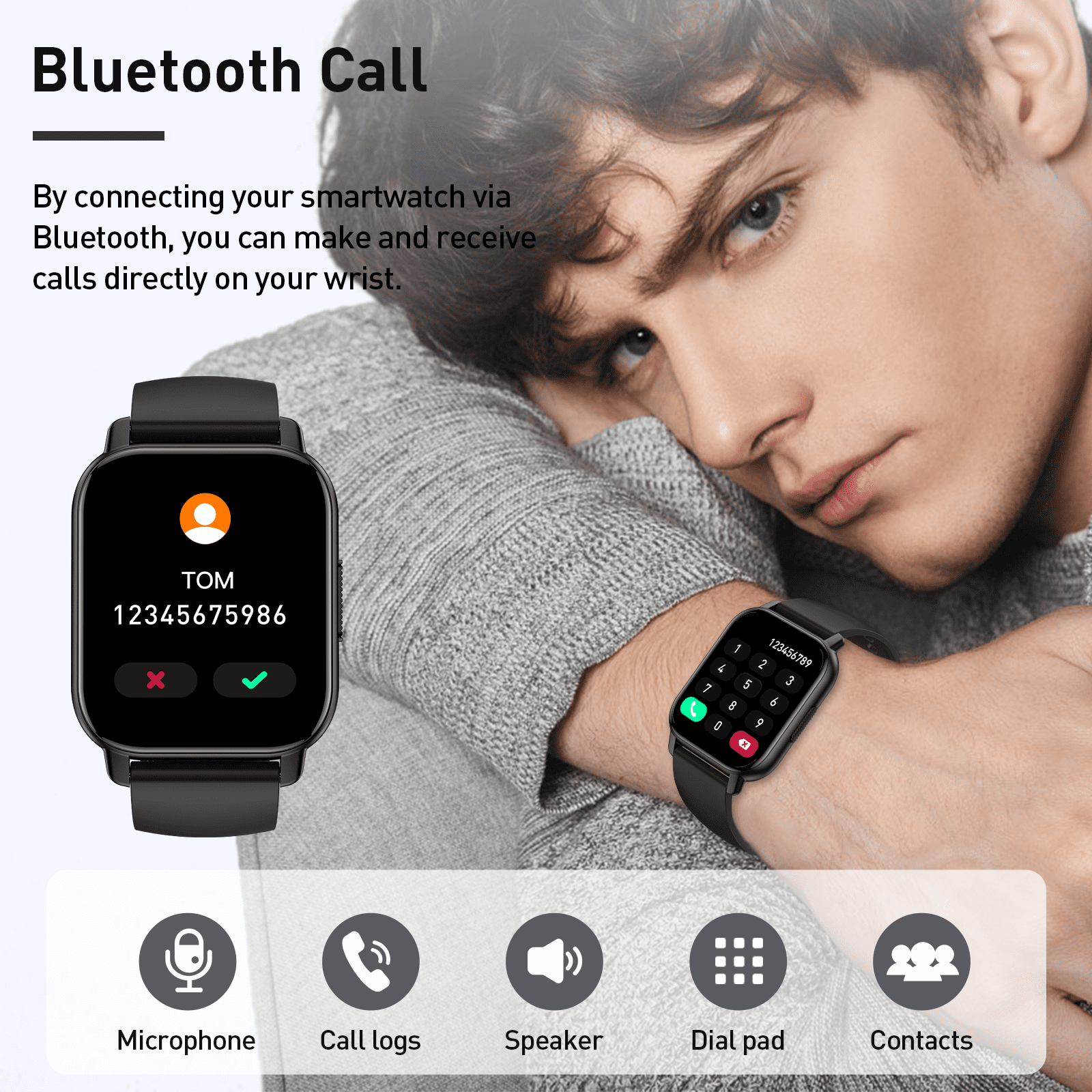 Smart Watch for Men Women, 1.85 Smartwatch (Answer/Make Calls), 112 Sports Modes Fitness Watch, IP68 Waterproof Watches Heart Rate/Sleep Monitor, Pedometer, Activity Tracker for Android iOS, Black