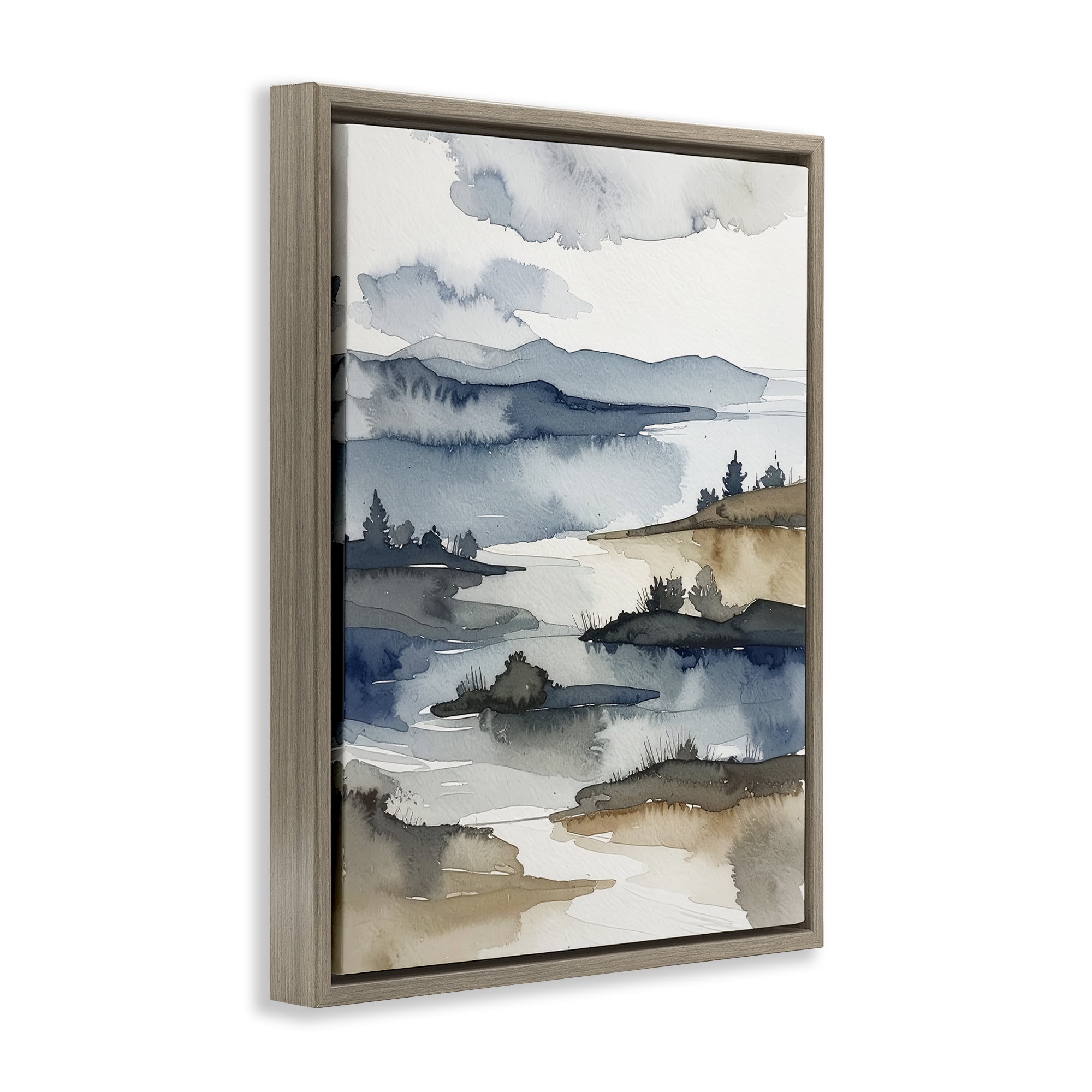 Stupell Industries The Flow Of Water Brown Framed Floater Canvas Wall Art, design by Alonza Saunders