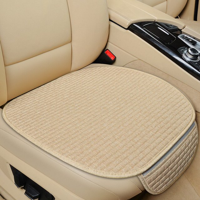 Funda de asiento de coche de lino, cojín de tela de lino delantero y trasero, alfombrilla protectora transpirable de verano, accesorios universales para vehículos Tan Jianjun unisex