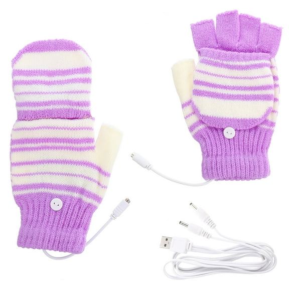 LOLIPPYY USB Heated Fingerless Gloves 1 Pair Unisex Winter Mittens Hand Warmers for Cold Weather