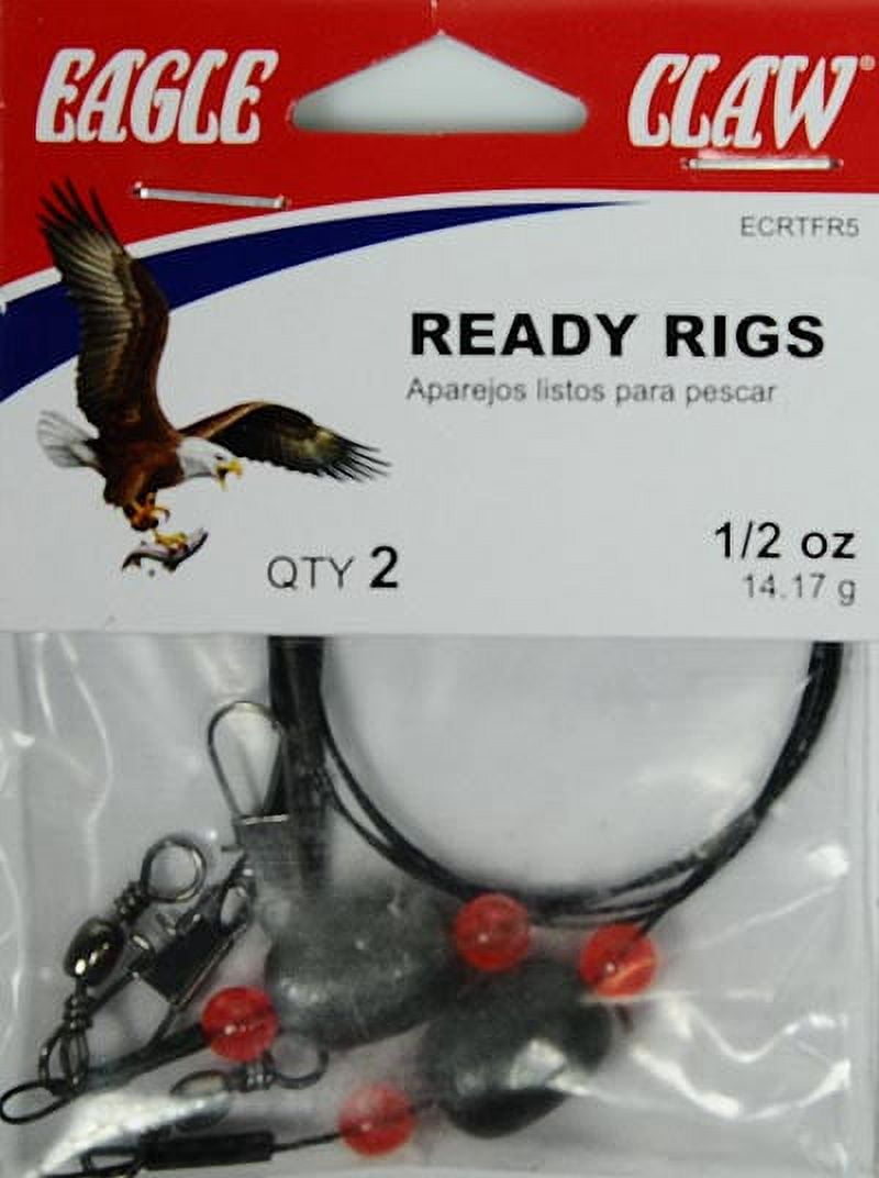 (3 pack) Eagle Claw Ready Rig, Black, 1/2 oz. Sinker