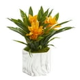 thumbnail image 4 of Nearly Natural 11" Bromeliad Artificial Plant in Marble Finished Vase, Yellow, 4 of 4