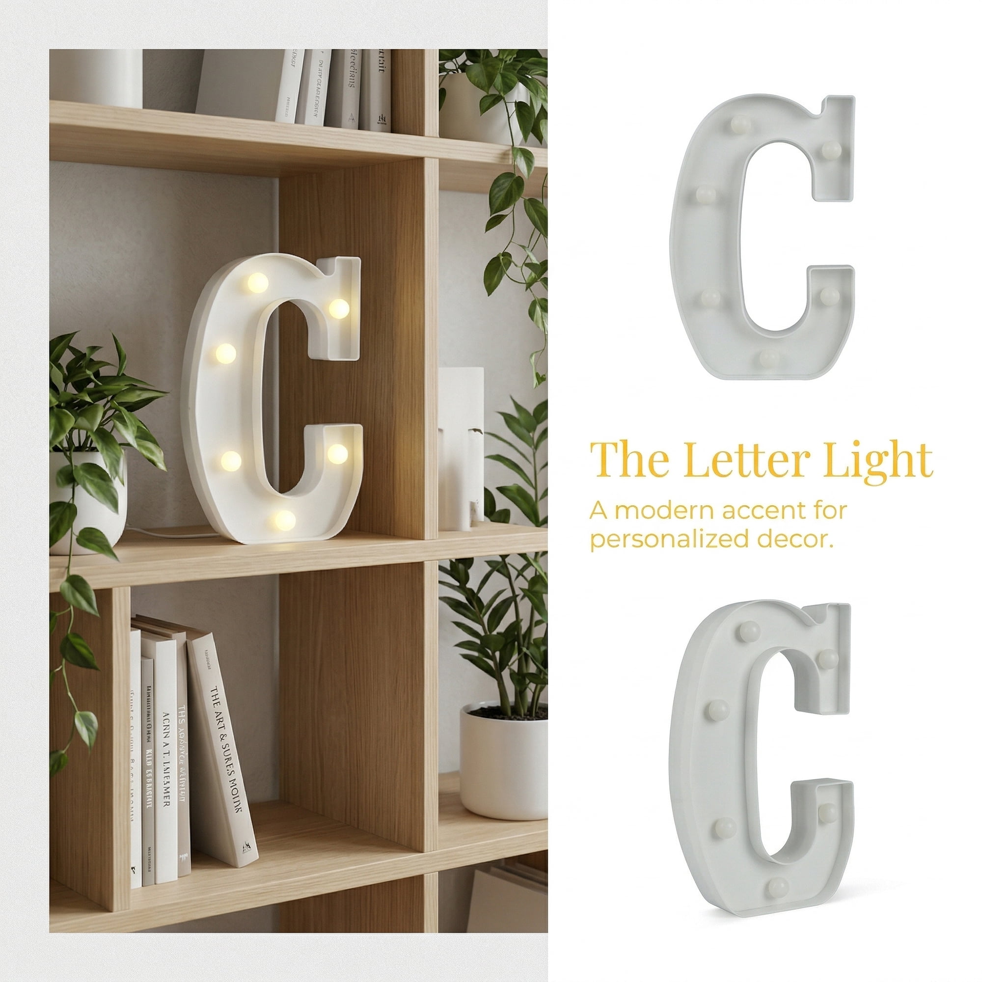 Unique Bargains Marquee Letters With Lights LED Light Up Signs Letter C 6.5"L x 1.5"W x 8.5"H
