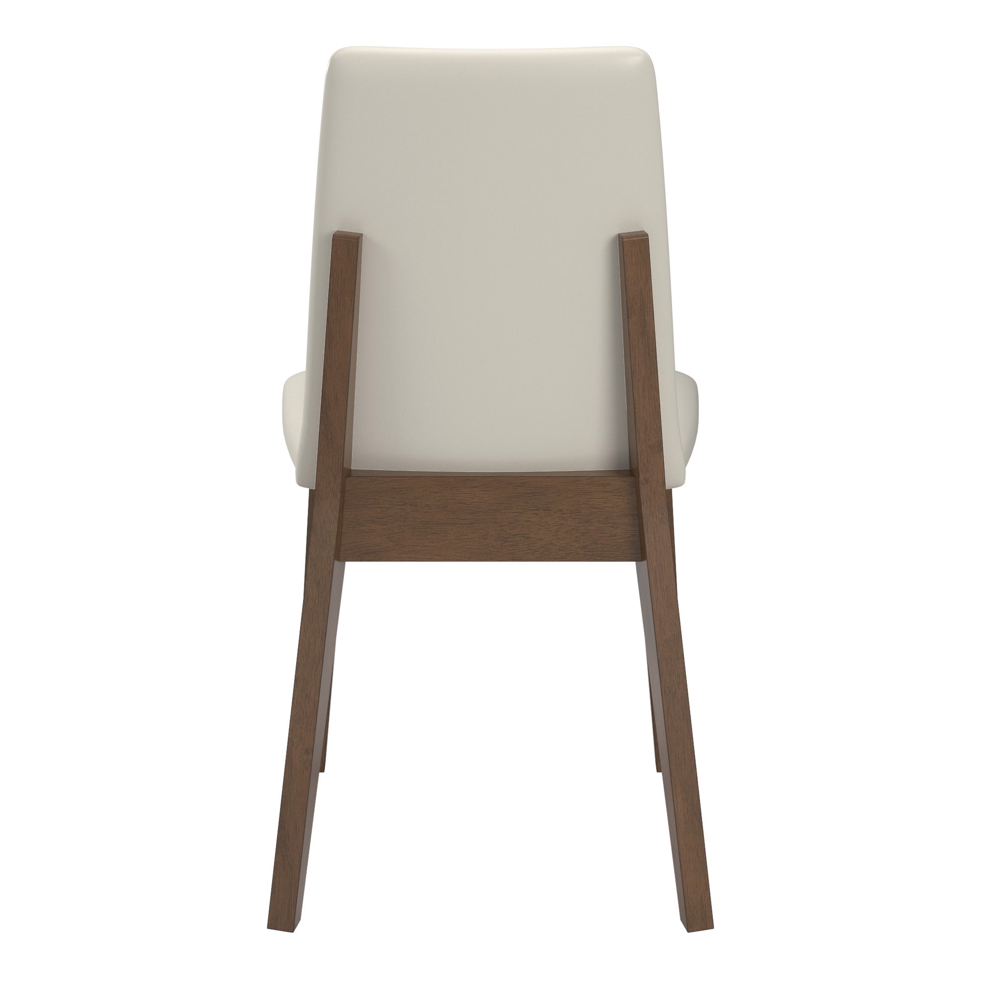 Weston Home Alta Wood Finish White Vegan Leather Dining Chair, Set of 2, Walnut