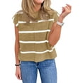 thumbnail image 2 of Women Pullover Knit Sweater Vest Cover Sleeve Vest Striped Round Neck Casual Loose Tops, 2 of 5
