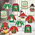 thumbnail image 5 of Christmas Ugly Sweater Hanging Decorations Multiple Styles, Featuring Santa Snowman Penguin Tree Patterns Plus "It's About To Get Ugly" Sign, Ideal For Big Kids Teens And, 5 of 6