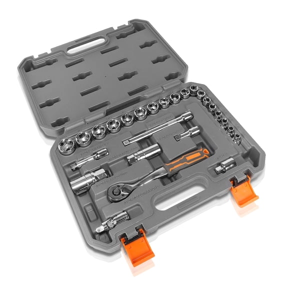 ‎26-Piece 3/8 Inch Drive Socket Set with Carrying Case for Household or Automobile Repairing