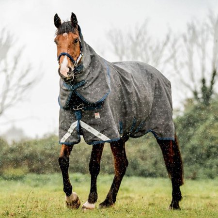 HORSEWARE IRELAND Rhino HexStop Plus (0g Light) Gray/Indigo/Navy Turnout Blanket, Size: 72