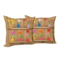 thumbnail image 6 of Ambesonne Floral Throw Pillow Cover 2 Pack, Cartoon Flowers in Vase Art, 20", Multicolor, 6 of 6