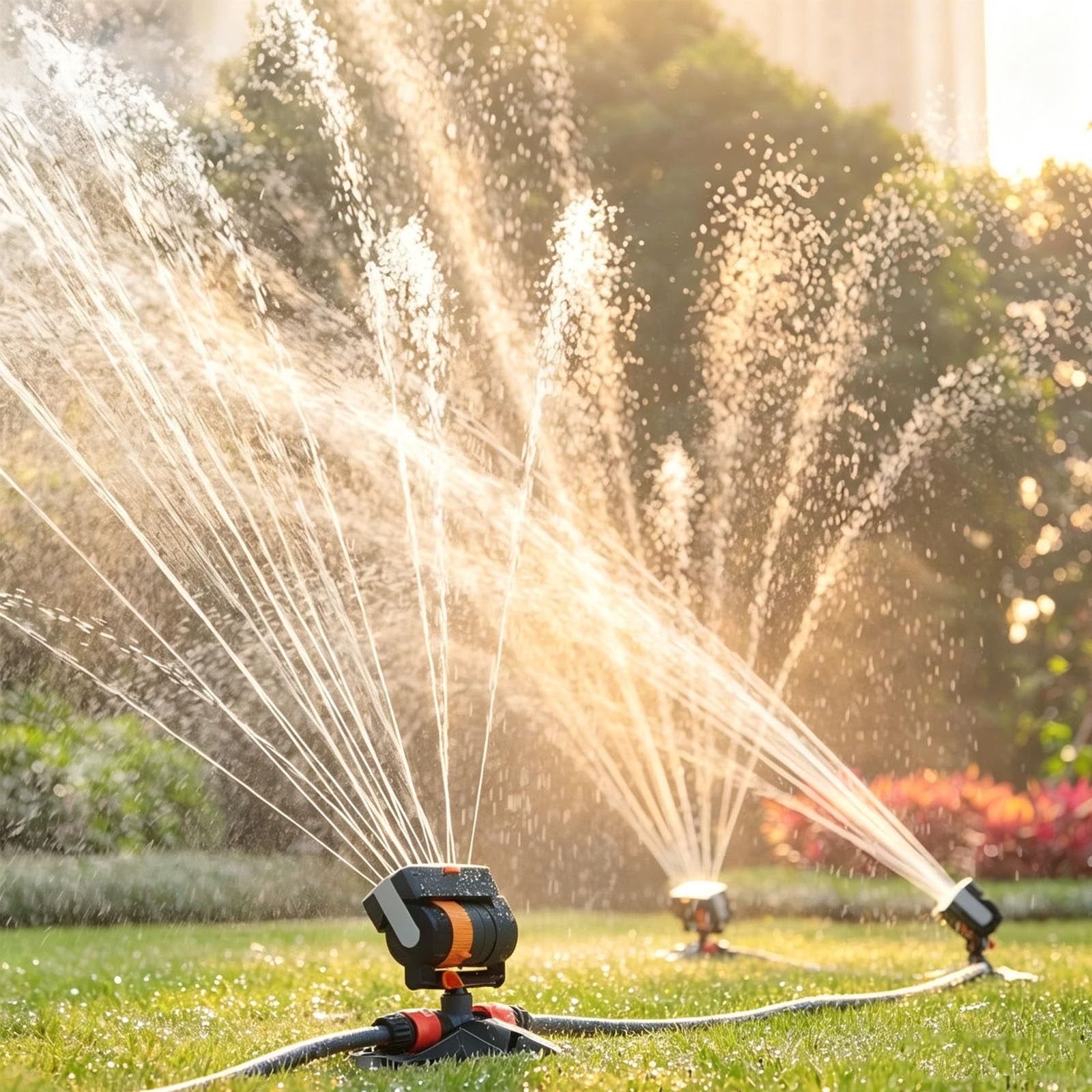 Adjustable Oscillating Sprinkler with Wide Coverage – 16‑Nozzle Lawn Sprinkler with Dual‑Zone Water Timer, 4 Modes, for Yard & Garden