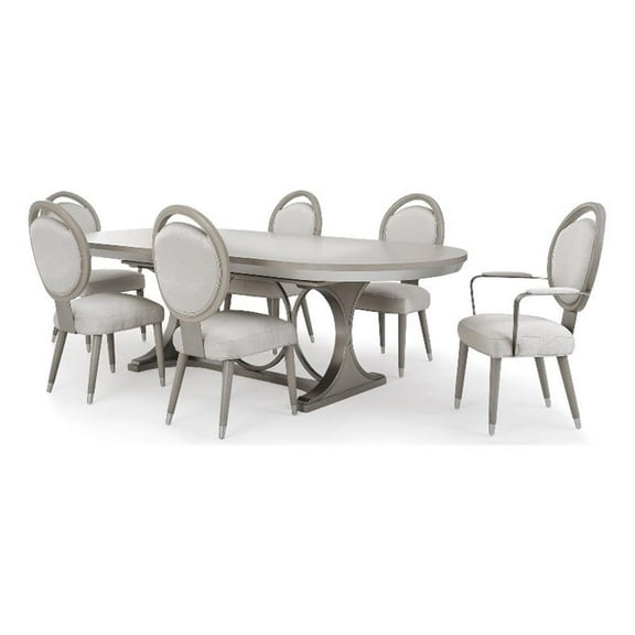 MICHAEL AMINI Eclipse 7-Piece Engineered Wood Dining Set in Moonlight Gray