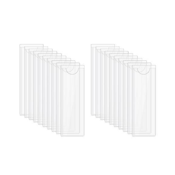 Uxcell 30Pcs Self Adhesive Index Card Pockets with Top Open for Loading, 3.5 x 1.2 Inch Clear Index Card Label Holder Photo Sleeves for Office Home Library Card Storage Bin