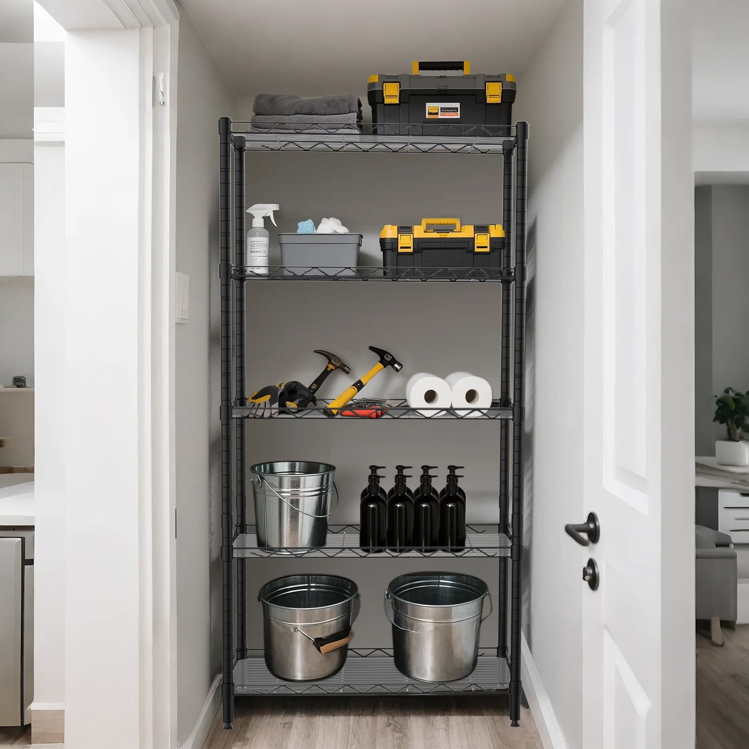 TAIMASI 5-Shelf Adjustable Heavy Duty Steel Wire Rack Storage