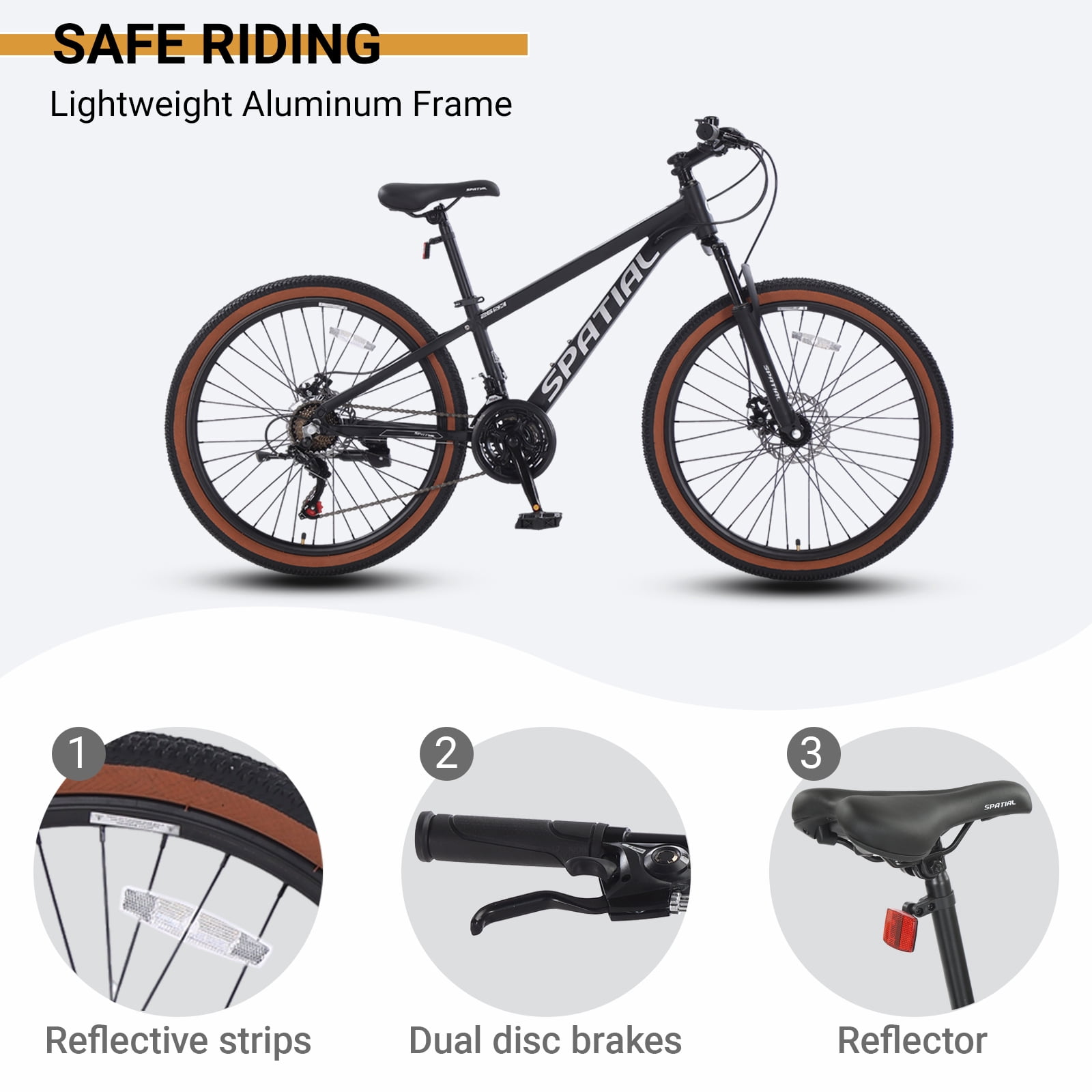 26" Wheel Mountain Bike, 21 Speed with Dual Disc Brake Mountain Bicycle, Aluminum Frame Fits Teens Womens Mens MTB Cycling Bikes
