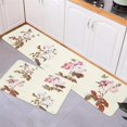 thumbnail image 3 of Vintage Flowers Kitchen Floor Mats, Autumn Retro Flower Butterfly 2 PCS Anti Fatigue Area Runner Rugs Set Stamp Beige Non-Slip Bathroom Comfort Standing Mat Home Decor, 3 of 6