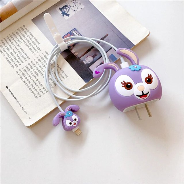 Stitch Mickey Mouse Cartoon Silicone Protector Case for IPhone Charger Cable Data Line Head Protection Cover Accessories StellaLou Only protective case