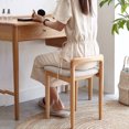 thumbnail image 5 of Natural Beech Wood Vanity Stool Chair Dinning Chair, Modern Upholstered Desk Chair Side Chair with Low Back and Wood Conical Legs for Living Room, Dressing Room, Bedroom, Home, Office, Kitchen, 5 of 9