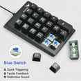 thumbnail image 4 of Number Pad, Mechanical USB Wired Numeric Keypad with Blue LED Backlit 22 Key Numpad for Laptop Desktop Computer PC Black (Blue switches), 4 of 4