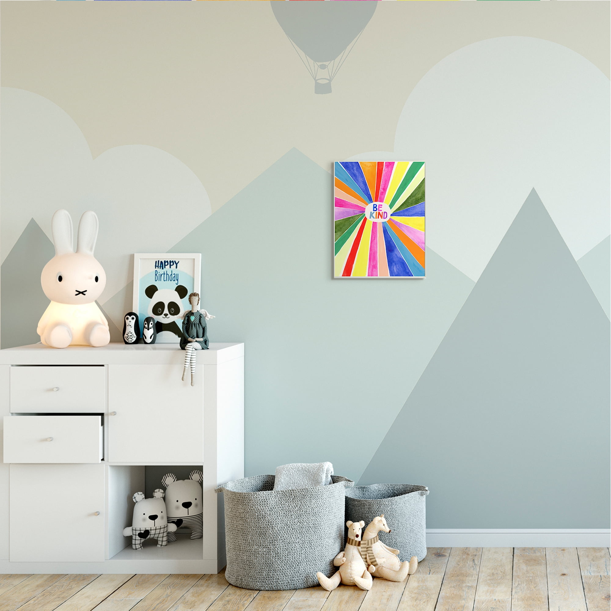 Stupell Industries Be Kind Phrase Rainbow Stripe Burst Art for Kids Painting Wall Plaque Art Print Wall Art, 10 x 15