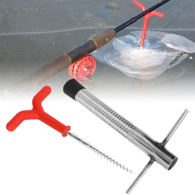 Auger Ice Peg Drill Threaded Stainless Steel Multi Functional Ice Fishing Stake Nail Auger for Tent Shelter