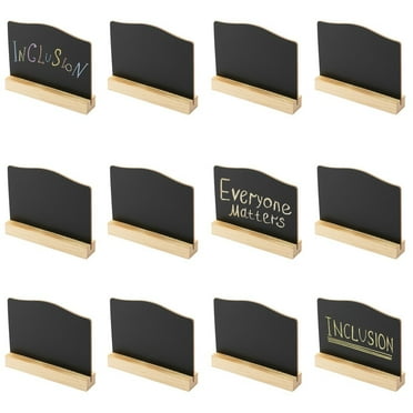 Mini Chalkboard Signs, 12Pcs Chalkboard Message Signs Number Signs for Food Gift Baskets Beverages Buffet Table, Place Cards for Wedding Events Decor, Black