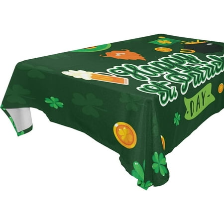 

Hyjoy 60x90 in St Patrick s Day Clover Tablecloth Waterproof Washable Polyester Square Table Cover Durable Tablecloth for Kitchen Dining Table Party Decor