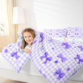 thumbnail image 3 of spefrowx Dreamy Purple Bow Gingham Full Size Comforter Sets for Teens, Cartoon Checkered Dot Bedding Comforter Set, Stars Reversible, 3 Pieces, 1 Comforter and 2 Pillowcases, 3 of 6