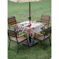 thumbnail image 3 of Outdoor Tablecloth with Umbrella Hole and Zipper, Pink Valentine's Day Square Table Cloth 54x54 Inch Waterproof Tablecloth, Gnomes Floral Eucalyptus Leaves Wooden Picnic Table Cover for Patio Camping, 3 of 7