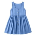 thumbnail image 3 of Robes Mini pour Femmes à Col Rond Sans Manches Style Bohème Vacances à Boutons devant Légères Respirantes Coupe Ample Robes, 3 of 7