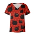 thumbnail image 4 of Blusa de camiseta informal con estampado de manga corta y cuello en V de verano para mujer a la moda Fridja  zx3714, 4 of 5