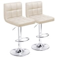 thumbnail image 1 of Homall Bar Stools Set Of 2 Modern PU Leather Height Adjustable Swivel Barstools, Hydraulic Kitchen Counter Square Island BarStool With Back, Beige, 1 of 7