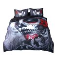 thumbnail image 1 of Juego de cama tamaño queen de 3 piezas con estampado de calaveras y funda de edredón y fundas de almohada 100 % poliéster, 1 of 7