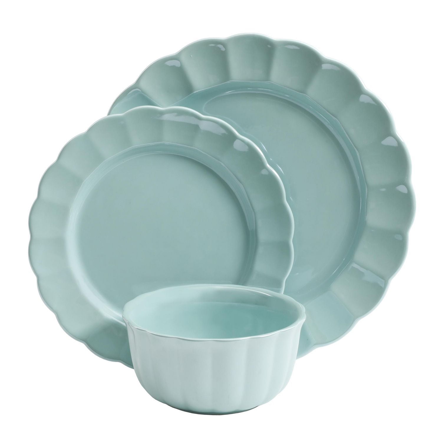 The Pioneer Woman Luster 12-Piece Dinnerware Set, Teal