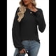 thumbnail image 2 of Camiseta Holgada Informal de Cuello Redondo y Larga Acanalada para Mujer, Ideal para y Otoño Negro XL, 2 of 8