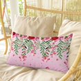 thumbnail image 4 of Valentine's Day Pillow Covers, Linen Long Throw Pillow Case, Pink Red Roses Love Heart Eucalyptus Gradient Holiday Pillow Protector Decorative Cushion Cover for Living Room/Bedroom 12" x 20", 4 of 8