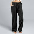 thumbnail image 2 of VBARHMQRT Female Linen Cargo Pants Women Women's Summer Drawstring Waist Wide Leg Loose Cotton Linen Palazzo Pants Linen Dress Pants Women Wide Leg White Linen Pants Women Crop, 2 of 5