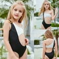 thumbnail image 2 of Fesfesfes Teen Girls Cute Monokini Children Girls Back Hollow Out One Shoulder One Piece Swimsuit Swim Pool Beach Wear Skinny Bathing Suit 6-12 Years, 2 of 9
