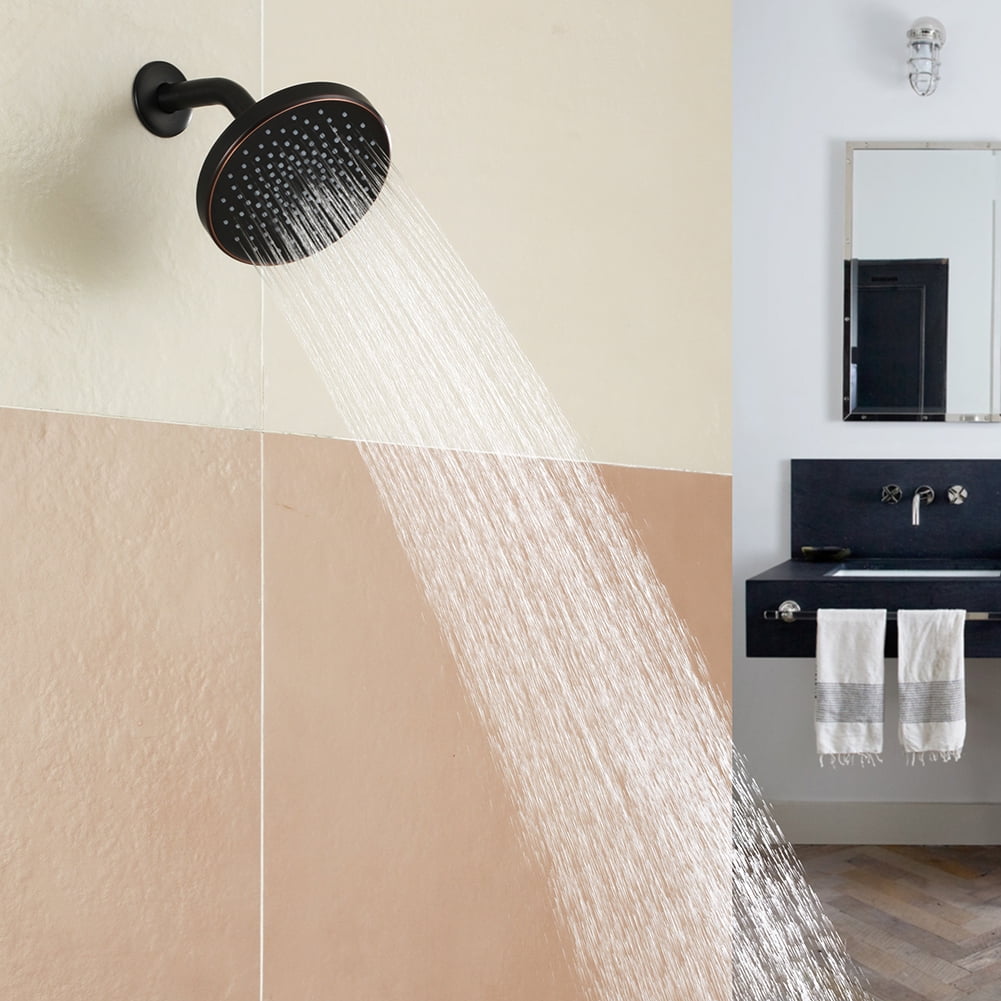 Kepooman 6-Inch Circular Large Rainfall Oil Polished Bronze Shower Head, 360°Adjustable Angles Single Wall-Mount Showerhead, Bronze Kepooman 6-Inch Circular Large Rainfall Oil Polished Bronze Shower Head, 360°Adjustable Angles Single Wall-Mount Showerhead, Bronze