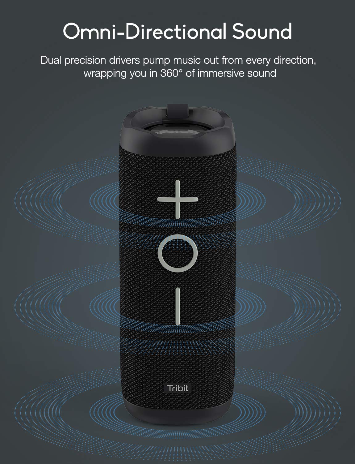 Tribit StormBox Bluetooth Speaker - 24W Portable Speaker, 360° Full Surround Sound, Enhanced Bass, Wireless Dual Pairing, IPX7 Waterproof, 20-Hour Playtime, 66ft Bluetooth Range Outdoor Speaker - image 4 of 7