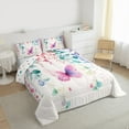 thumbnail image 4 of Manfei Pink Chic Butterfly Bedding Comforter Set,Colorful Leaves Twin Comforter Sets,Rustic Plant Bedding Set For Girl,Luxury Bedroom Decor Reversible,2pcs, 4 of 9