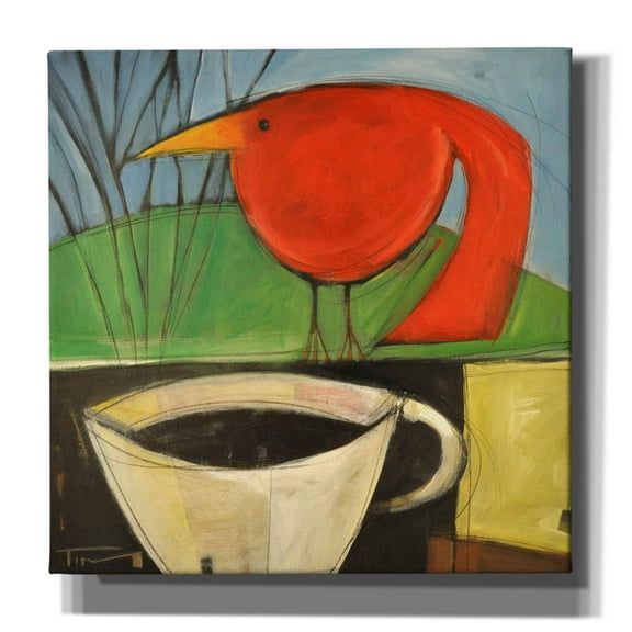 Epic Graffiti 'Coffee And Red Bird' by Tim Nyberg, Canvas Wall Art, 37"x37"