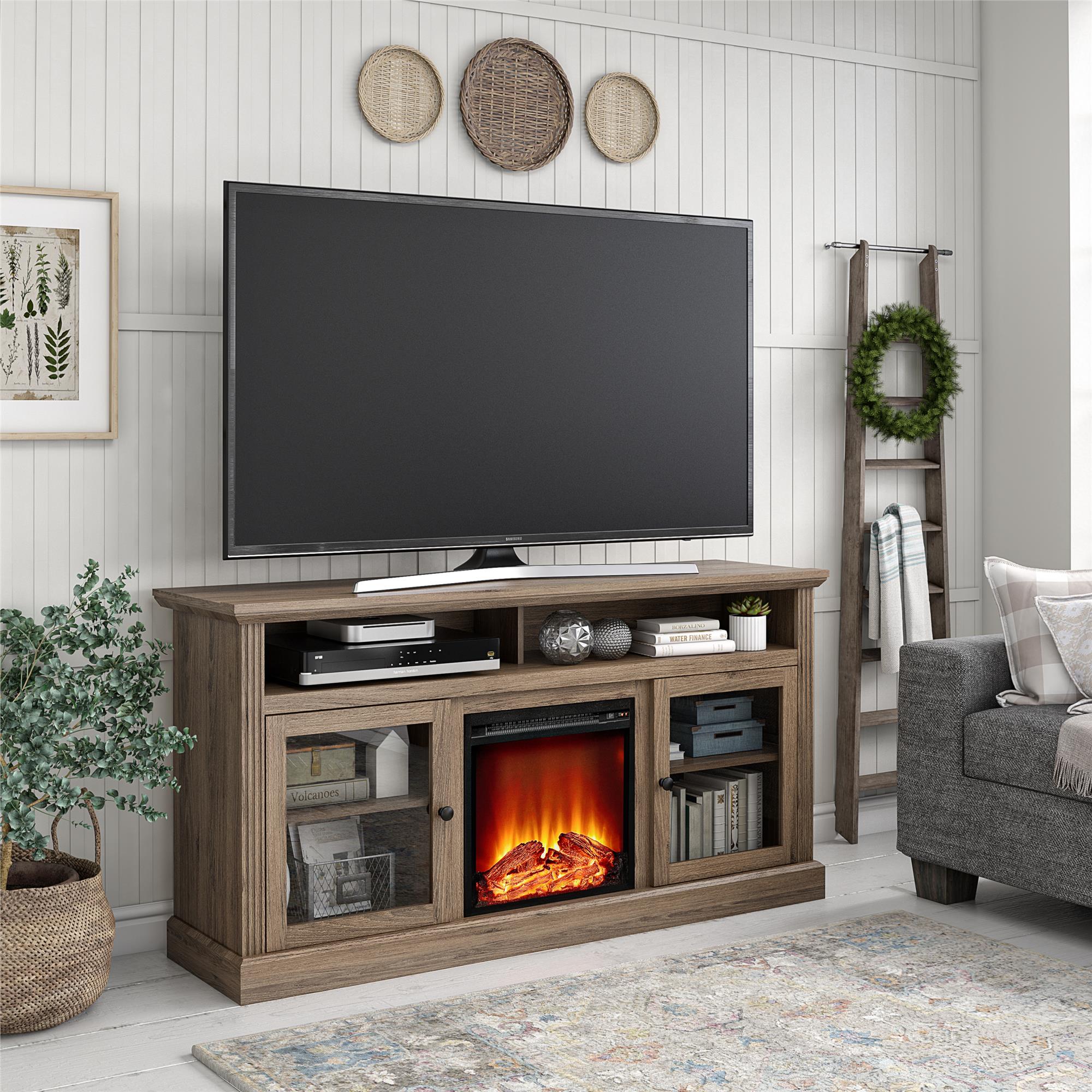 Ameriwood Home Leesburg Fireplace TV Stand for TVs up to 65", Rustic Oak - image 2 of 9
