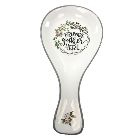 Tabletop Friends Gather Here Spoon Rest Ceramic Cooking Party Kitchen 75628